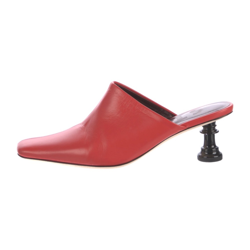 STAUD Scarlet Mules with Ebony Heel